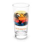 野良猫は星空の夢を見るのカリフォルニャ　サーフィン猫 Long Sized Water Glass :front