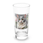 Sunbathingのピオニーと猫 Long Sized Water Glass :front