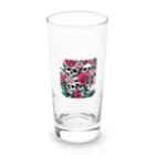 ピンクリボンの薔薇髑髏01 Long Sized Water Glass :front