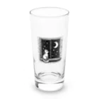 キキの夜空を眺める白猫 Long Sized Water Glass :front