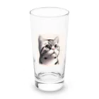 獣医学生の高橋さんの斜め上を見る猫 Long Sized Water Glass :front