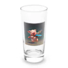 ganeshaのおもちゃの飛行機で遊ぶかわいいブタ Long Sized Water Glass :front