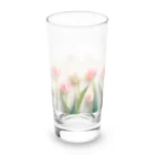 きまぐれ更新ゆるかわイラスト屋さんのピンクと白のチューリップ Long Sized Water Glass :front