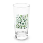 アミュペンの数学的で洗練されたデザインの白と緑の花 Long Sized Water Glass :front