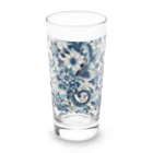 使いやすいデザインがいいね！のお花のバティック柄 ブルー Long Sized Water Glass :front