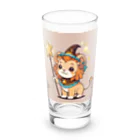 ganeshaの魔法の杖を持ったかわいいライオン Long Sized Water Glass :front