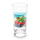 かめのオアシスのかめっち仲間と海岸をドライブ Long Sized Water Glass :front