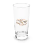 ゆるい生き物イラストグッズのお散歩するカモ親子 Long Sized Water Glass :front