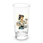AMERICAN BARのアメコミ風バーテンダー Long Sized Water Glass :front