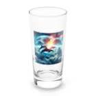 Mangetu2024の宇宙海（イルカ） Long Sized Water Glass :front