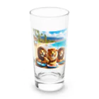 YFCのハワイのリゾートビーチでサーフィンを楽しむ陽気なライオン達④ Long Sized Water Glass :front