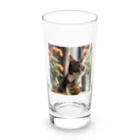 amaneiro___のお花のむこうに何かを見つけた猫 Long Sized Water Glass :front