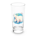 れいのホッキョクグマの冒険：地球を背景に未来へ進む姿 Long Sized Water Glass :front