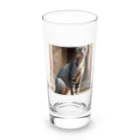 Koiwamiyaの神殿に佇むサバンナキャット Long Sized Water Glass :front