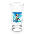 Snow-peaceのサーフィンアライグマの夏の日 Long Sized Water Glass :front