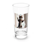 DQ9 TENSIのカーテンと遊ぶ愛らしい猫ちゃん Long Sized Water Glass :front