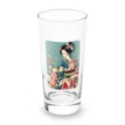 MistyStarkの着物女性の切り絵アート　―　Kimono woman paper-cutting art　ー Long Sized Water Glass :front