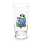 終わらない夢🌈のあじさいの花と🐸カエル君 Long Sized Water Glass :front