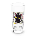 hiiro_catの魅惑の黒猫が、カラフルな背景と調和してかわいさを放つシーン Long Sized Water Glass :front