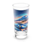 ro kuの青い車と新幹線 Long Sized Water Glass :front