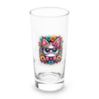 MKYU4のカシャリ！オシャレな眼鏡をかけたにゃんこ Long Sized Water Glass :front