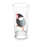 harupink🌸ペット似顔絵illustのFLOWER文鳥さん Long Sized Water Glass :front