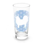 日本スピッツちぃ。の和柄スピッツ（麻の葉・ブルー） Long Sized Water Glass :front