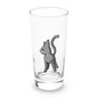 ヨープキャンが気になったの何かを見ている猫さん ブラック Long Sized Water Glass :front