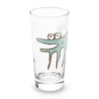 てら ねこグッズの伝説の謎の変な生物。茶×青 Long Sized Water Glass :front