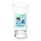 Teal Blue Coffeeのお風呂の時間_tile Ver. Long Sized Water Glass :front