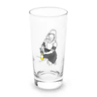 ビールとアート TM-3 Designの名画 × BEER：背面白ロゴ入（牛乳を注ぐ女）黒線画 Long Sized Water Glass :left