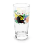 翠色の眼鏡の猫とひまわりとレモン Long Sized Water Glass :left