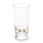 naturaloopのドット絵カルガモ親子の行列 Long Sized Water Glass :left