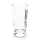 幸運のしっぽの黒猫と虹の首輪 Long Sized Water Glass :left