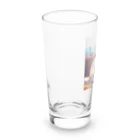 ニコちゃんのご飯の前で座り込む仕草の猫 Long Sized Water Glass :left