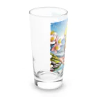 Paonのズーのオカメインコと山景色 Long Sized Water Glass :left