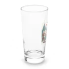 シマのバイクに乗る狼の親子 Long Sized Water Glass :left