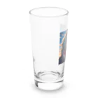 ひよっこなボスの弁護士の馬、夕焼けの浜辺で自撮りする Long Sized Water Glass :left