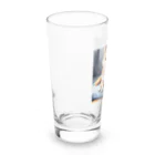 oricoricoのクッションの上でくつろぐ柴犬 Long Sized Water Glass :left