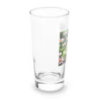 Sunbathingのコスモスの上で休憩するアマガエル Long Sized Water Glass :left