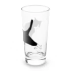 小鳥と映画館の伸びをするハチワレちゃん Long Sized Water Glass :right