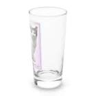nekousagi*∩..∩のトラミ兄ちゃん自画像？ピンク【nekousagi*∩..∩ロゴ入り】 Long Sized Water Glass :right
