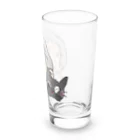 親父と猫のるるのガラス越しに Long Sized Water Glass :right