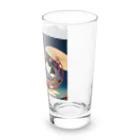 ちょいダサアイテムショップの浮世絵ににゃんこ足跡：モダン和風デザイン画 Long Sized Water Glass :right