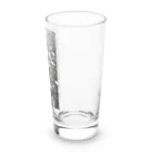 ハートと幾何学とお花のハート　黒0045 Long Sized Water Glass :right