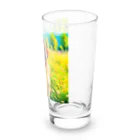 犬好きのしましまの水彩画の犬 花畑のセントバーナードのイラスト Long Sized Water Glass :right