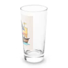 ganeshaのおもちゃの海賊船に乗ったかわいいペンギン Long Sized Water Glass :right