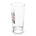 hiiro_catの魅惑の黒猫が、カラフルな背景と調和してかわいさを放つシーン Long Sized Water Glass :right