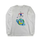 空、翔ブ、ペンギン。の「I can fly 地球」ロングスリーブTシャツ Long Sleeve T-Shirt