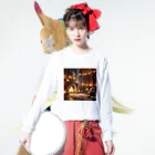 kaitaku1215の幻想部屋　暖炉 ロングスリーブTシャツの着用イメージ(表面)